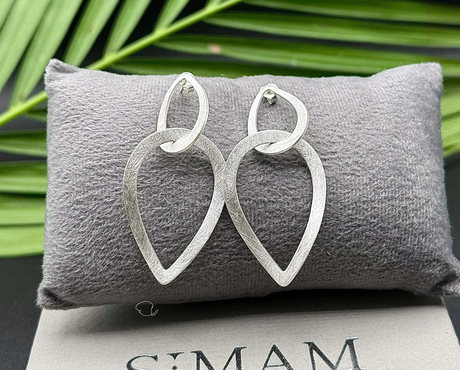 Brushed Silver Teardrop Dangle Earrings | Lightweight Holiday Jewelry