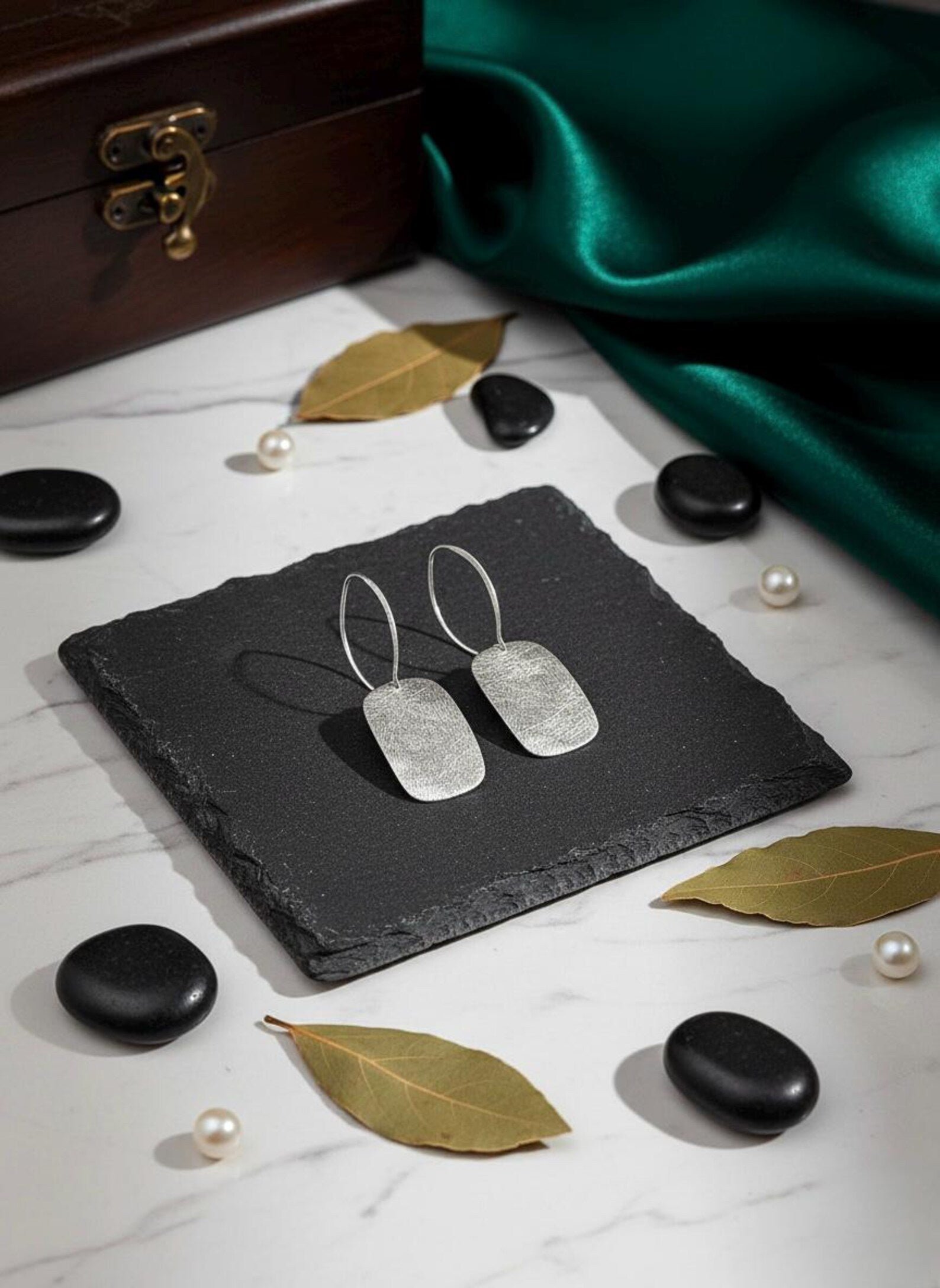 Handmade Silver Rectangle Earrings