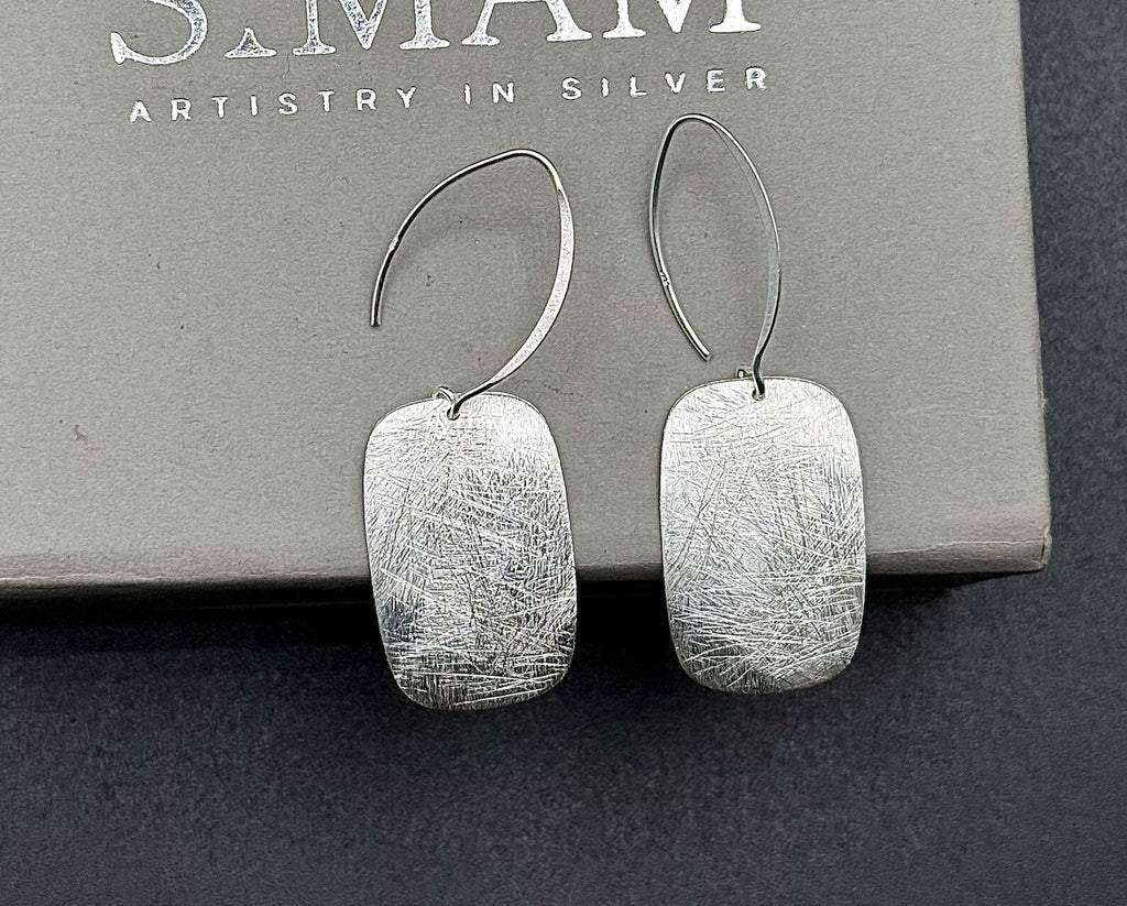 Handmade Silver Rectangle Earrings