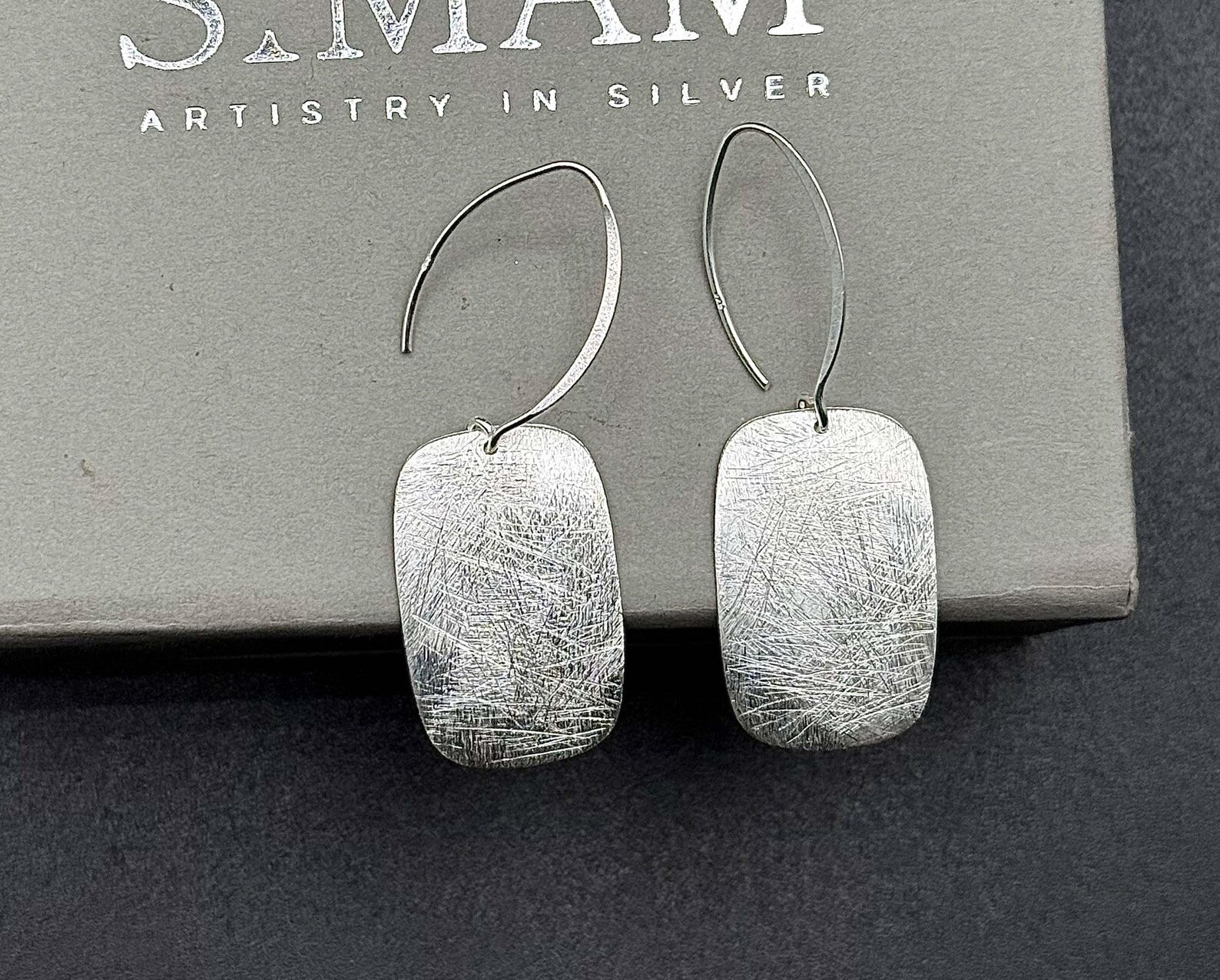 Handmade Silver Rectangle Earrings