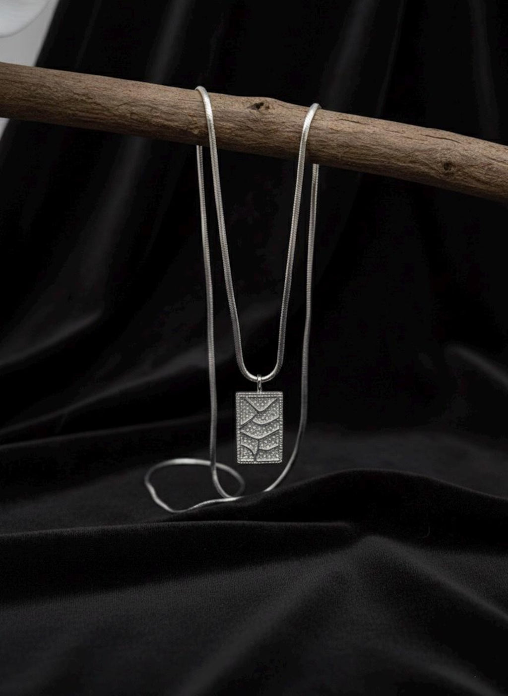 Sterling Silver Pendant Earring Set | Textured Rectangle Jewelry