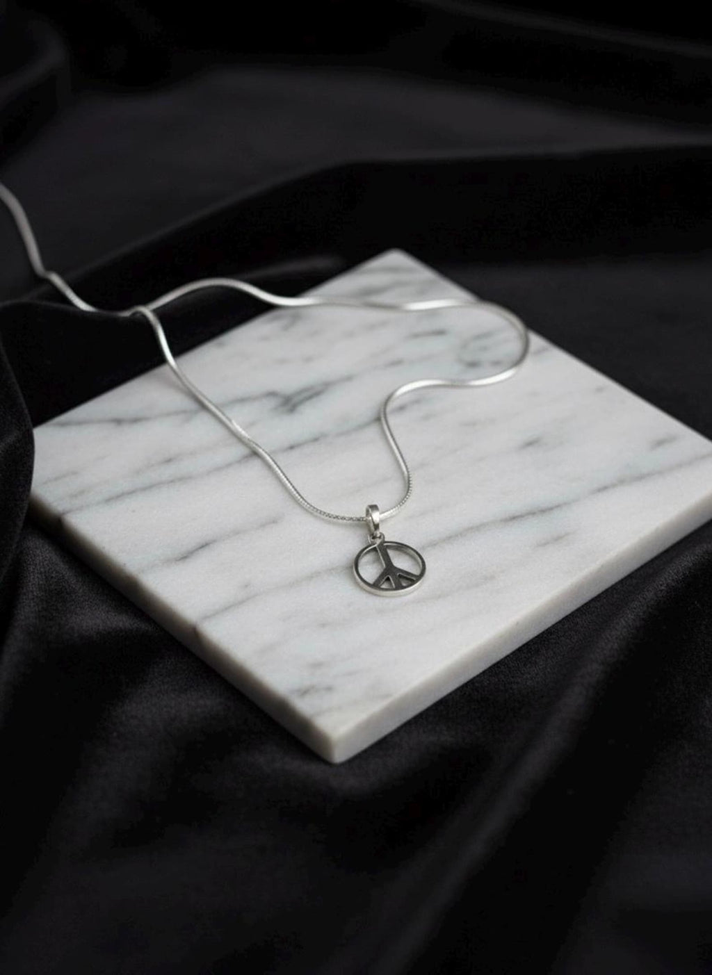 Sterling Silver Peace Sign Jewelry Set | Boho Minimalist Necklace & Earrings