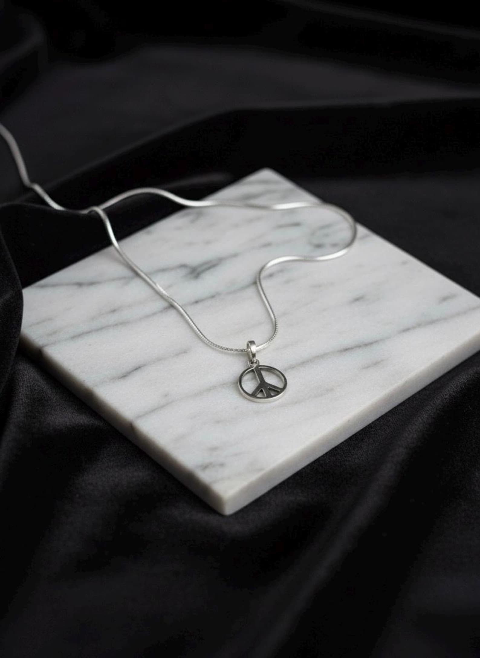 Sterling Silver Peace Sign Jewelry Set | Boho Minimalist Necklace & Earrings