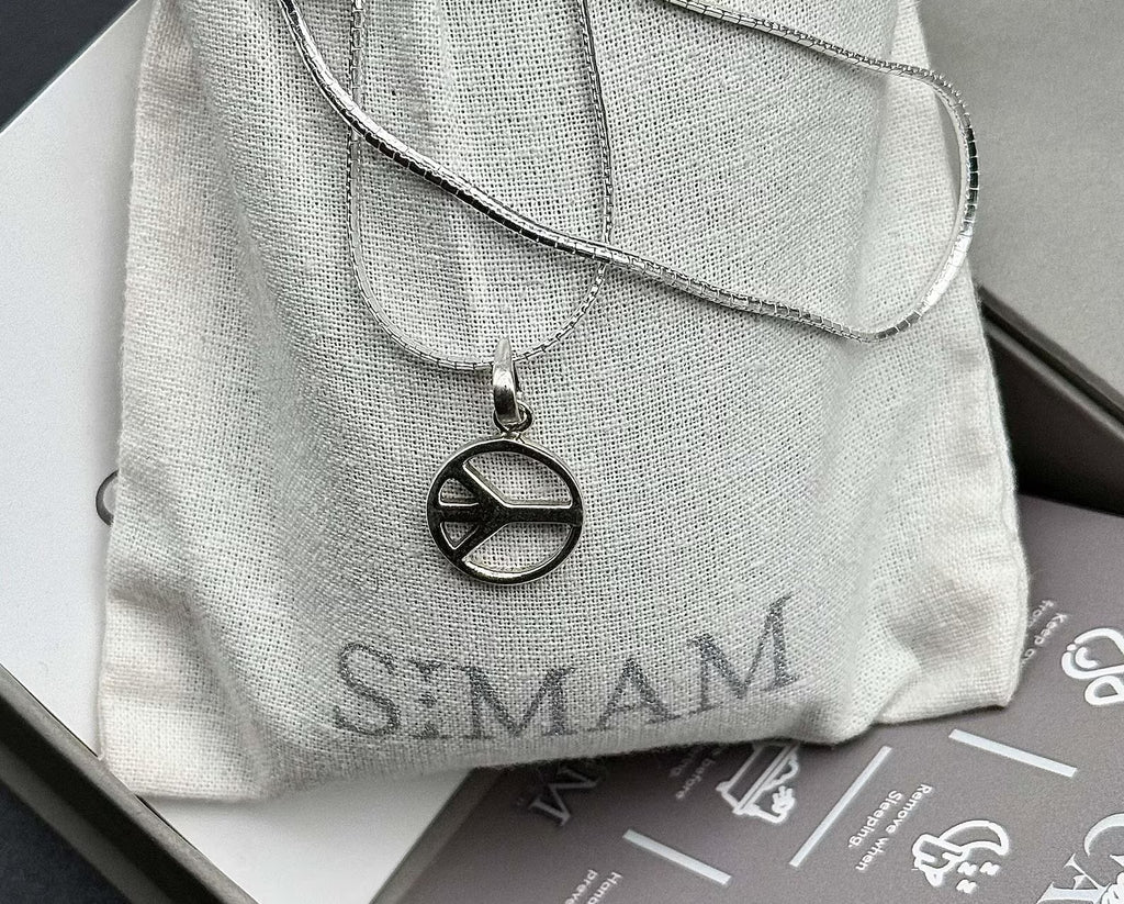 Sterling Silver Peace Sign Jewelry Set | Boho Minimalist Necklace & Earrings