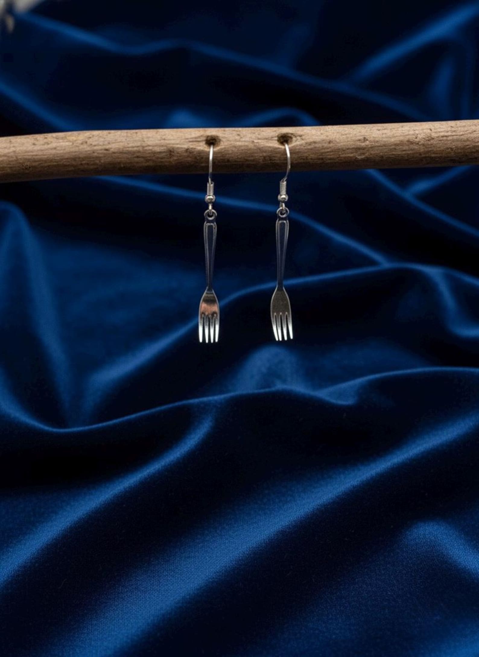 Sterling Silver Fork Jewelry Set | Quirky Dangle Earrings & Pendant