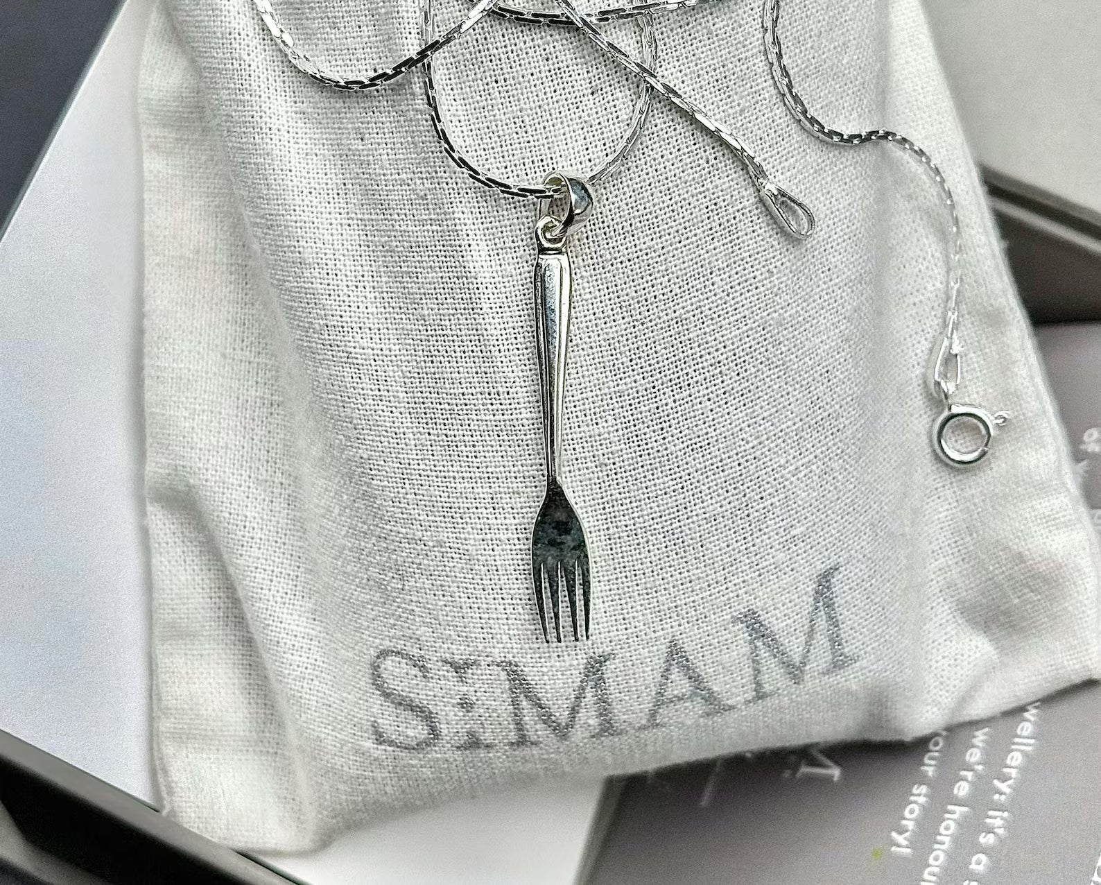 Sterling Silver Fork Jewelry Set | Quirky Dangle Earrings & Pendant