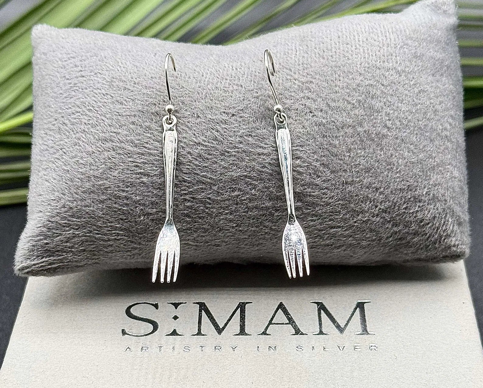 Sterling Silver Fork Jewelry Set | Quirky Dangle Earrings & Pendant