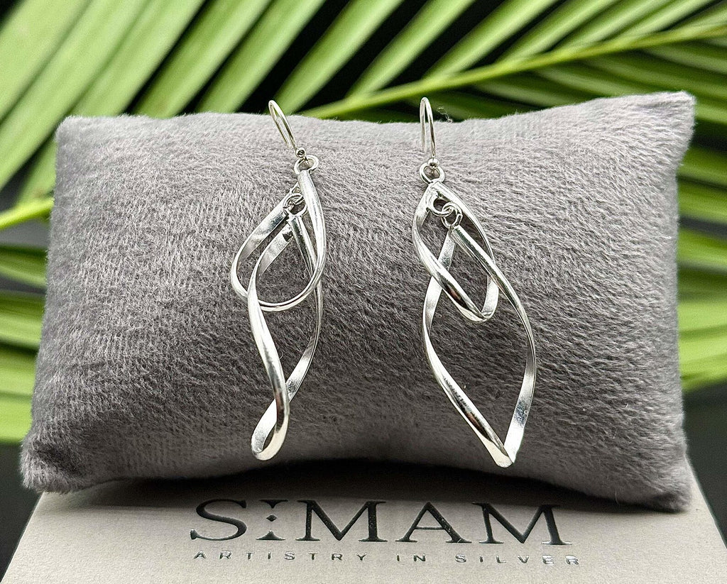 Handmade Silver Twist Dangle Earrings