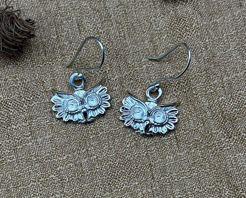 Sterling Silver Owl Dangle Earrings
