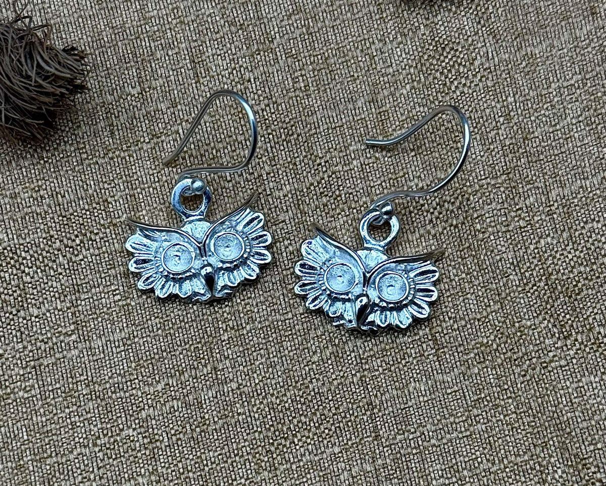 Sterling Silver Owl Dangle Earrings