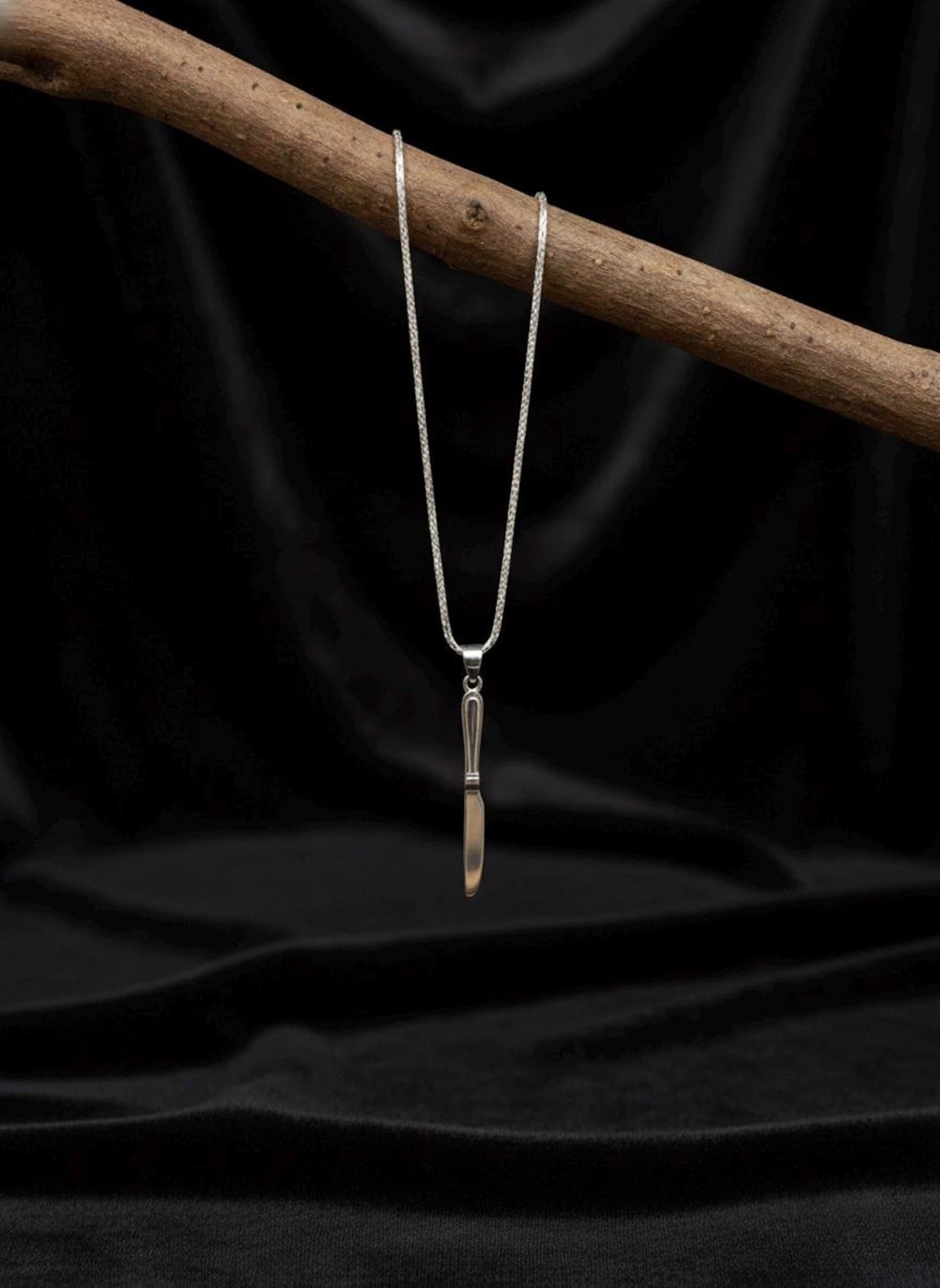 Knife Pendant Necklace & Dangle Earrings Set | Minimalist Silver Jewelry