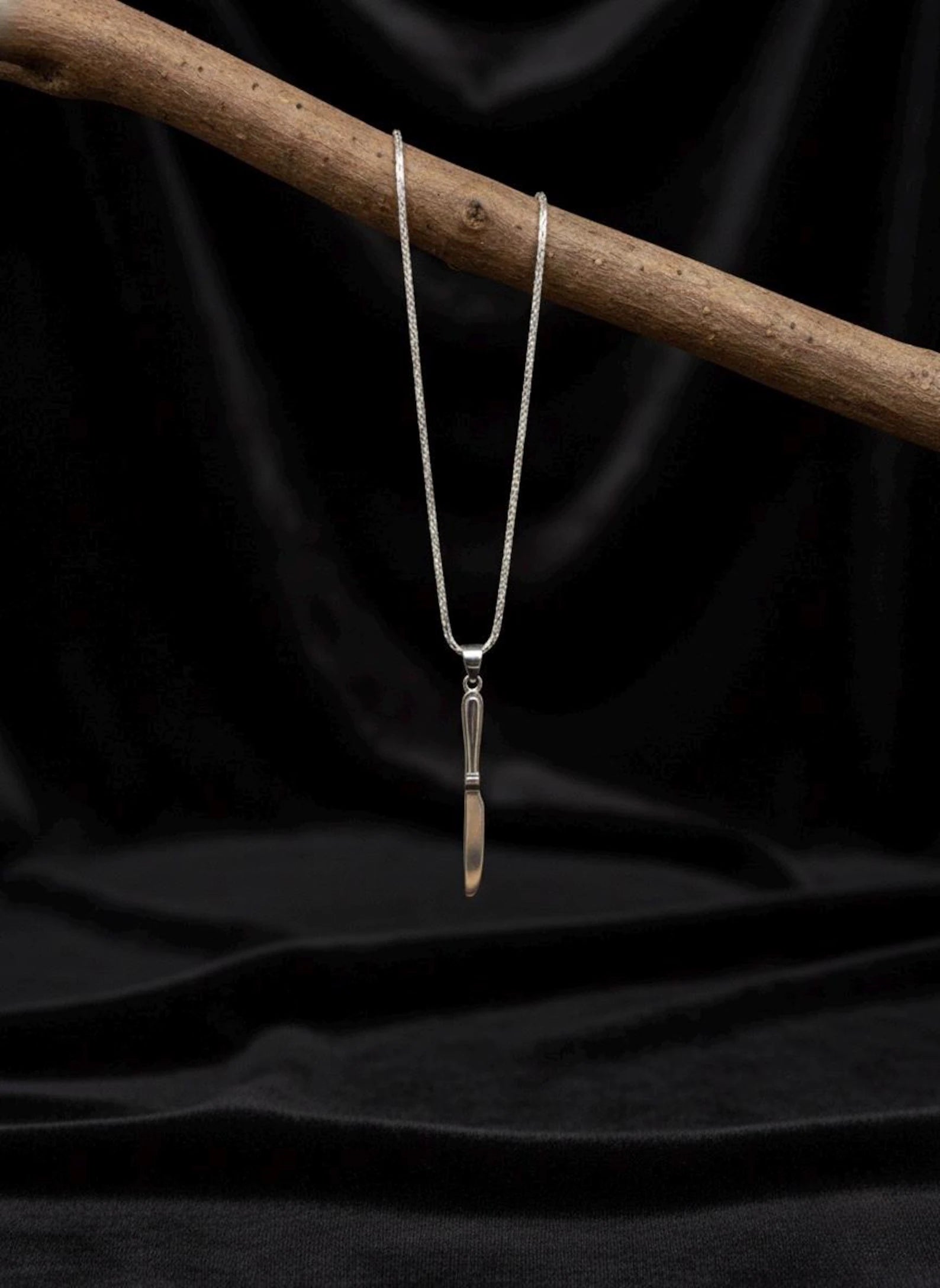 Knife Pendant Necklace & Dangle Earrings Set | Minimalist Silver Jewelry