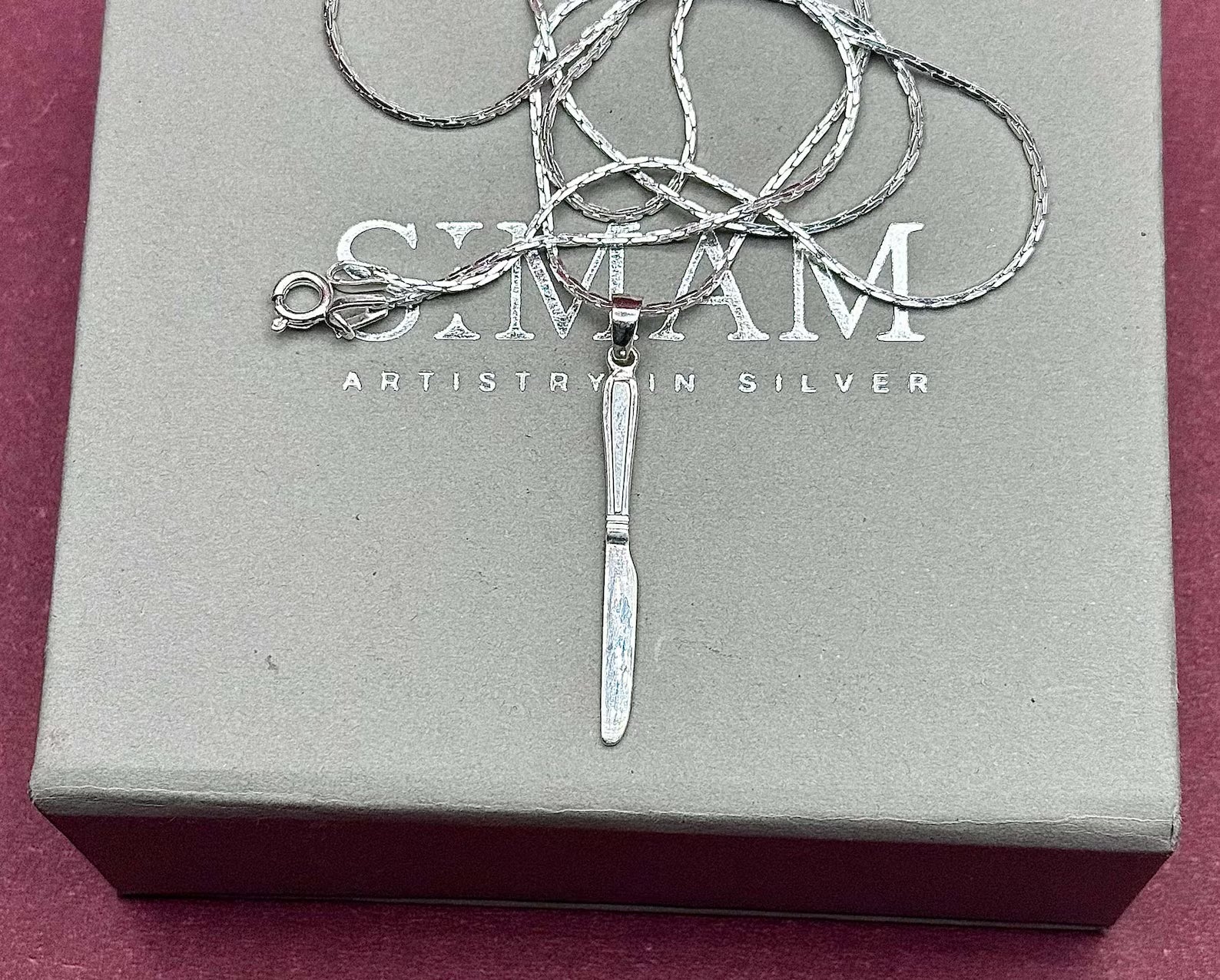 Knife Pendant Necklace & Dangle Earrings Set | Minimalist Silver Jewelry