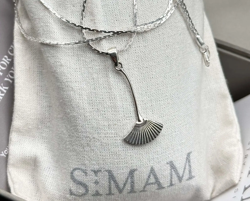 Sterling Silver Broom Pendant Necklace | Witchy Halloween Charm