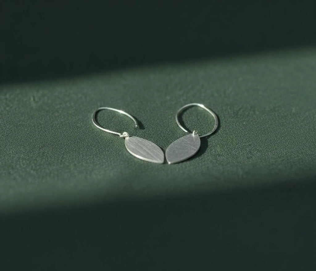 Textured Sterling Silver Leaf Earrings