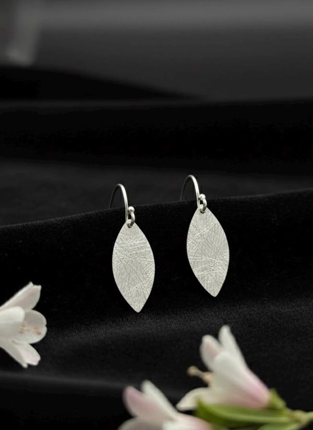 Textured Sterling Silver Leaf Earrings
