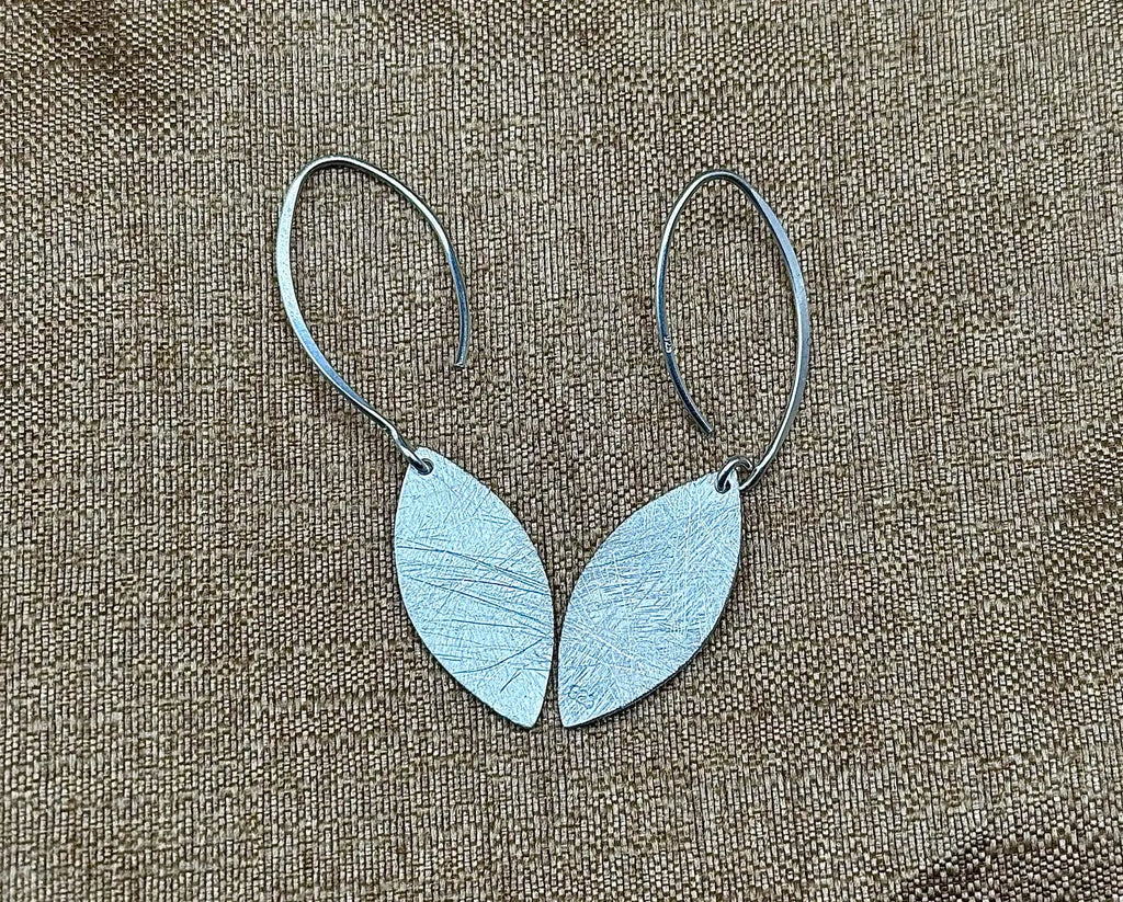 Textured Sterling Silver Leaf Earrings