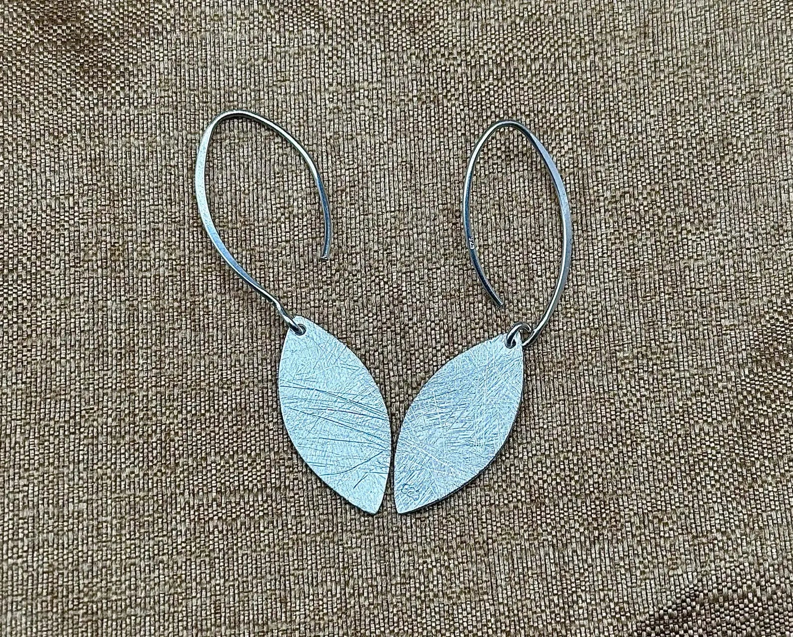 Textured Sterling Silver Leaf Earrings