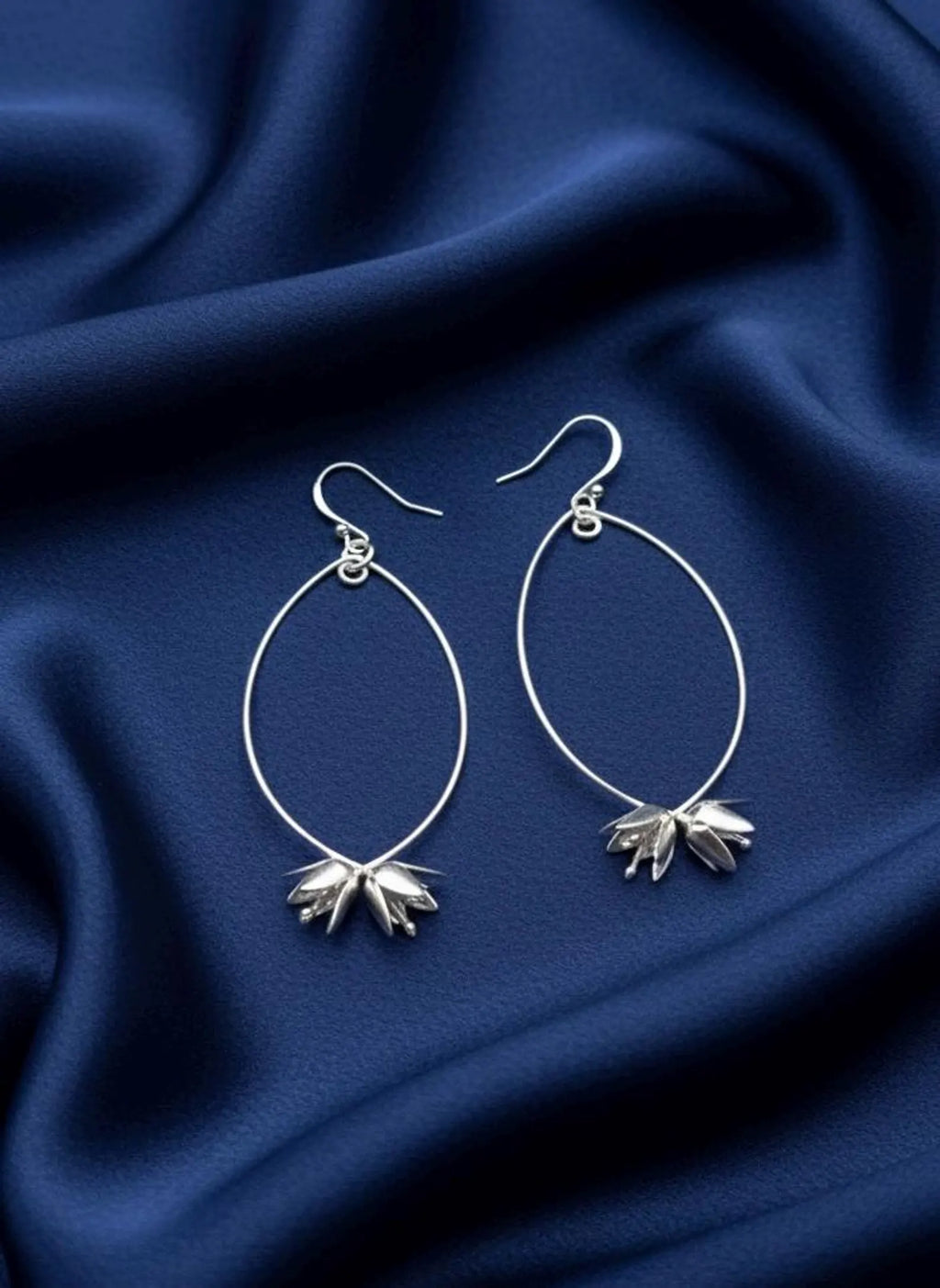 Sterling Silver Lotus Drop Earrings
