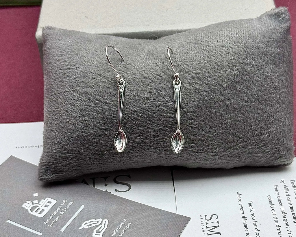 Sterling Silver Spoon Necklace & Earrings Set | Minimalist Jewelry