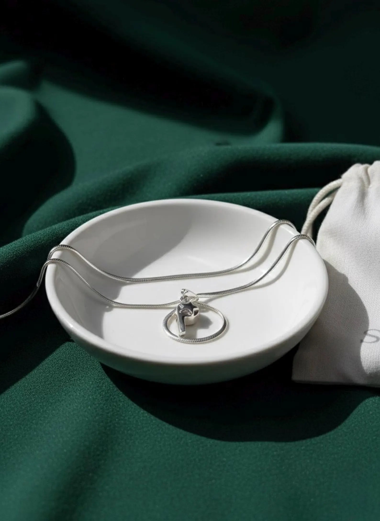 Sterling Silver Abstract Pendant Necklace | Modern Snake Chain