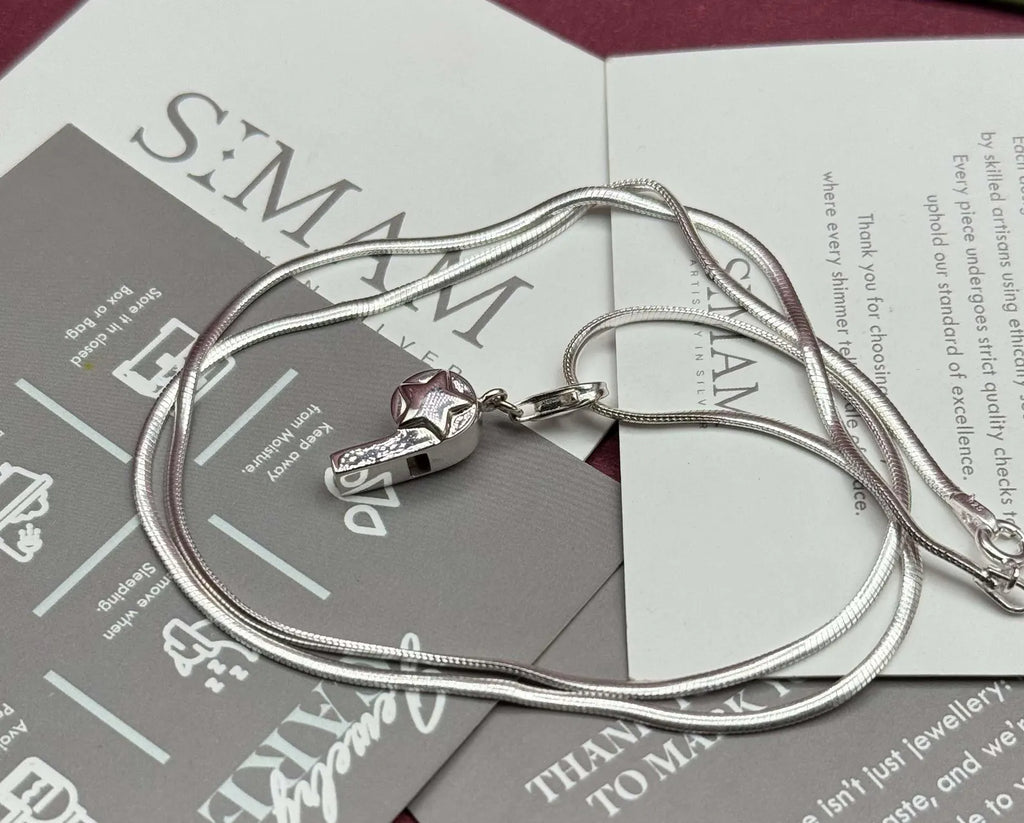 Sterling Silver Abstract Pendant Necklace | Modern Snake Chain