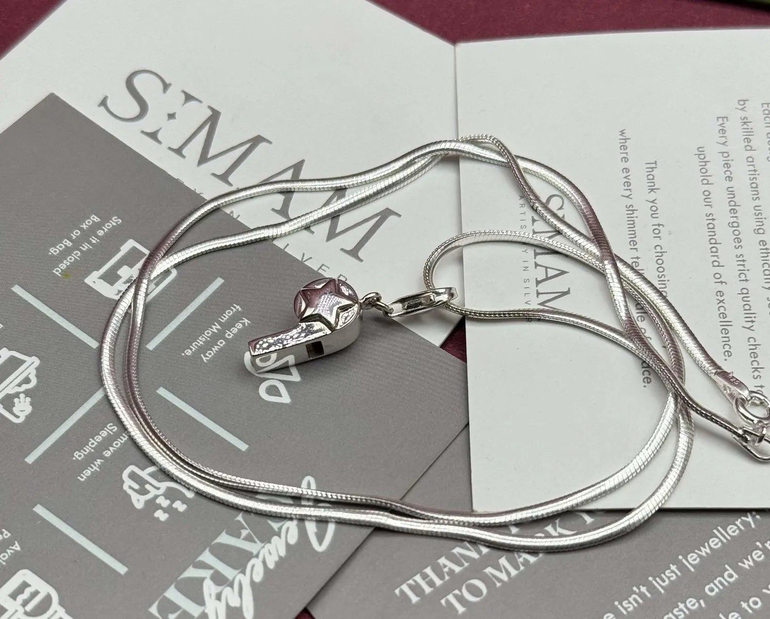 Sterling Silver Abstract Pendant Necklace | Modern Snake Chain