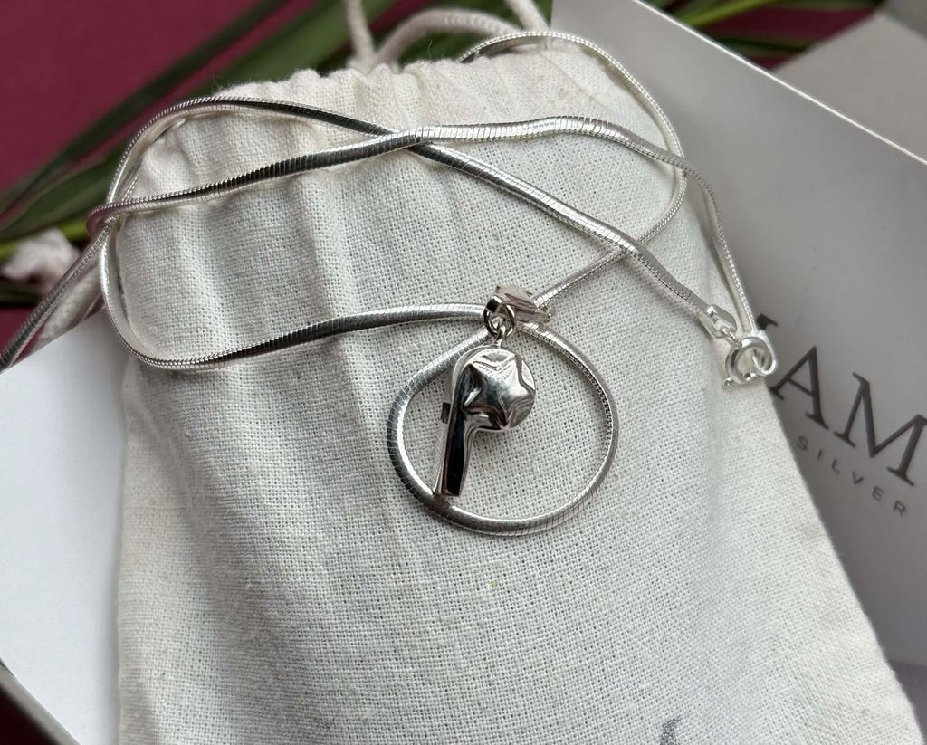 Sterling Silver Abstract Pendant Necklace | Modern Snake Chain