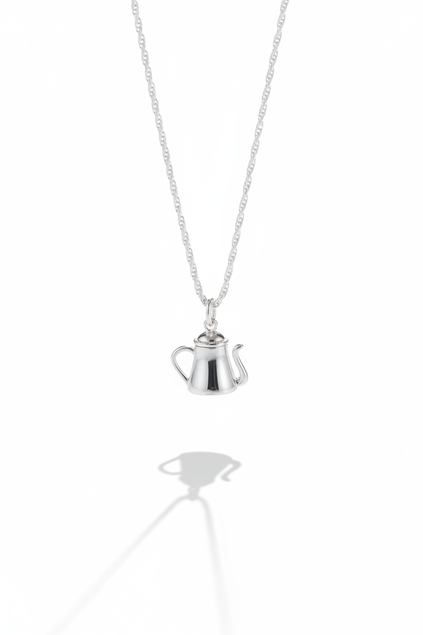 Sterling Silver Mini Teapot Necklace | Coffee Tea Lover Gift