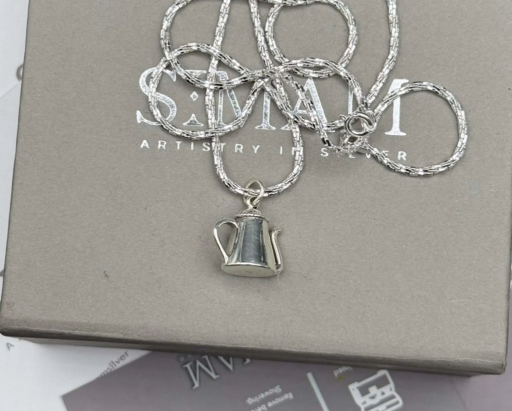 Sterling Silver Mini Teapot Necklace | Coffee Tea Lover Gift