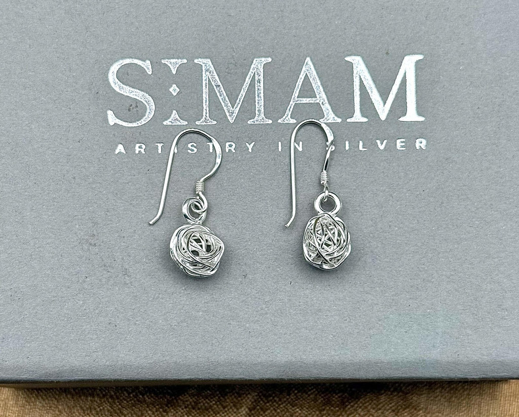 Sterling Silver 14K Gold Plated Dangle Earrings, Floral Rose Jewelry, Minimalist Design