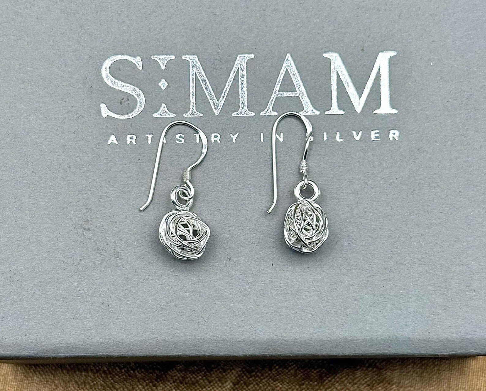 Sterling Silver 14K Gold Plated Dangle Earrings, Floral Rose Jewelry, Minimalist Design