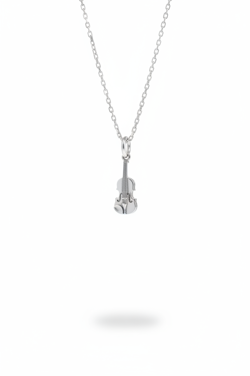 Sterling Silver Violin Pendant Necklace – Musician Gift, Handmade Jewelry