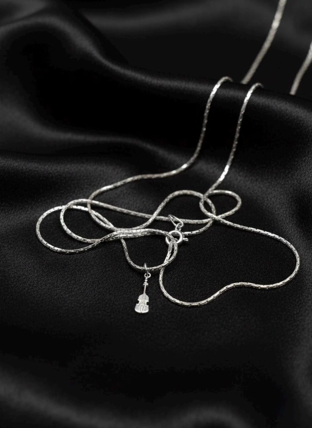 Sterling Silver Violin Pendant Necklace – Musician Gift, Handmade Jewelry