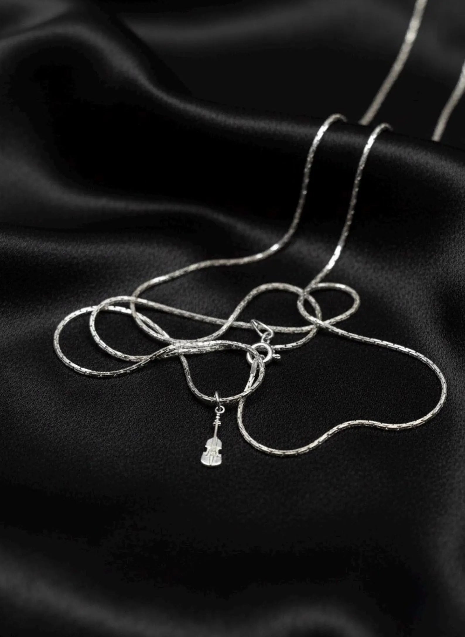 Sterling Silver Violin Pendant Necklace – Musician Gift, Handmade Jewelry