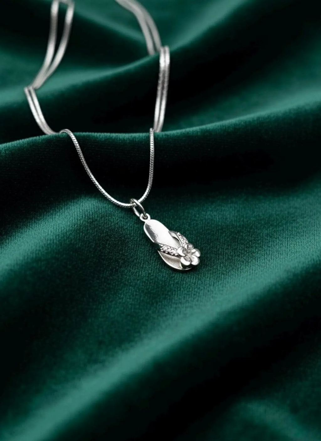 Sterling Silver Flip Flop Necklace – Floral Beach Sandal Pendant