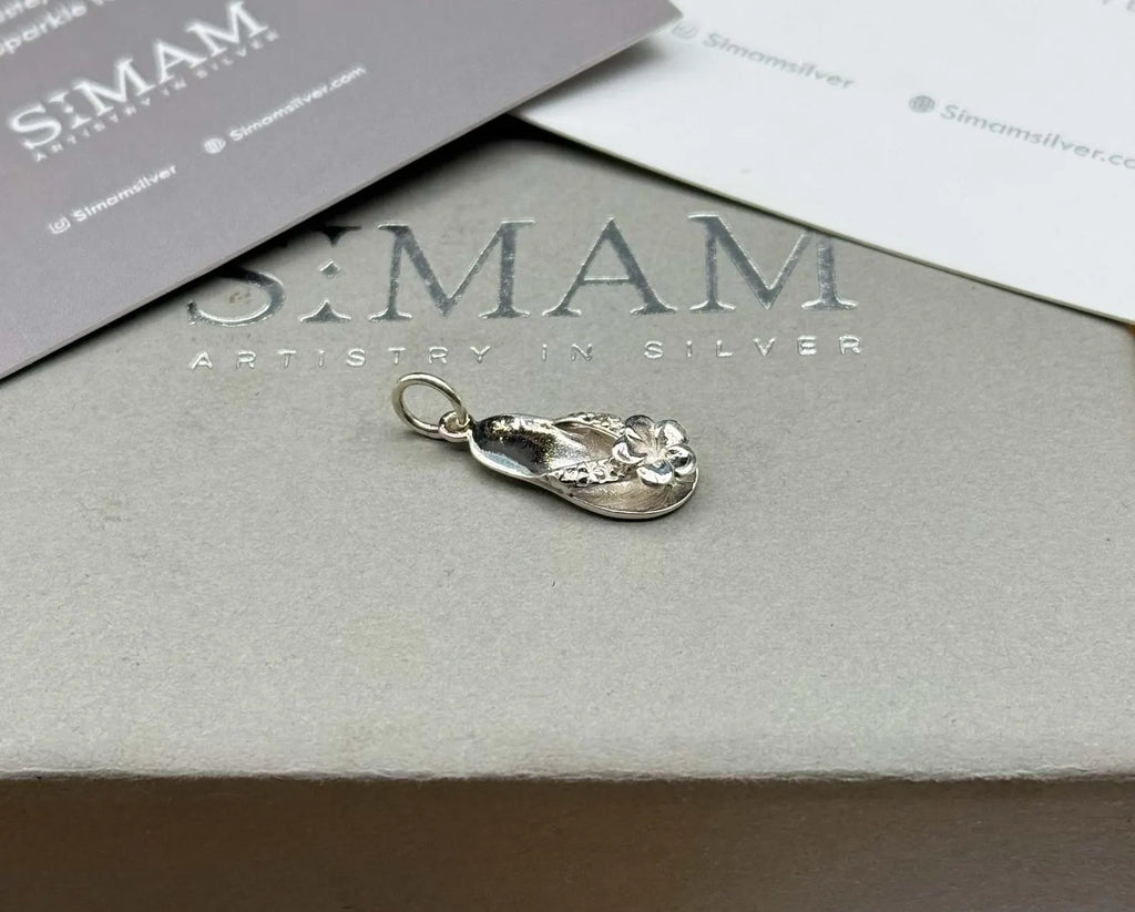Sterling Silver Flip Flop Necklace – Floral Beach Sandal Pendant