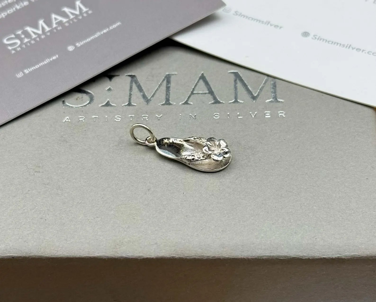 Sterling Silver Flip Flop Necklace – Floral Beach Sandal Pendant