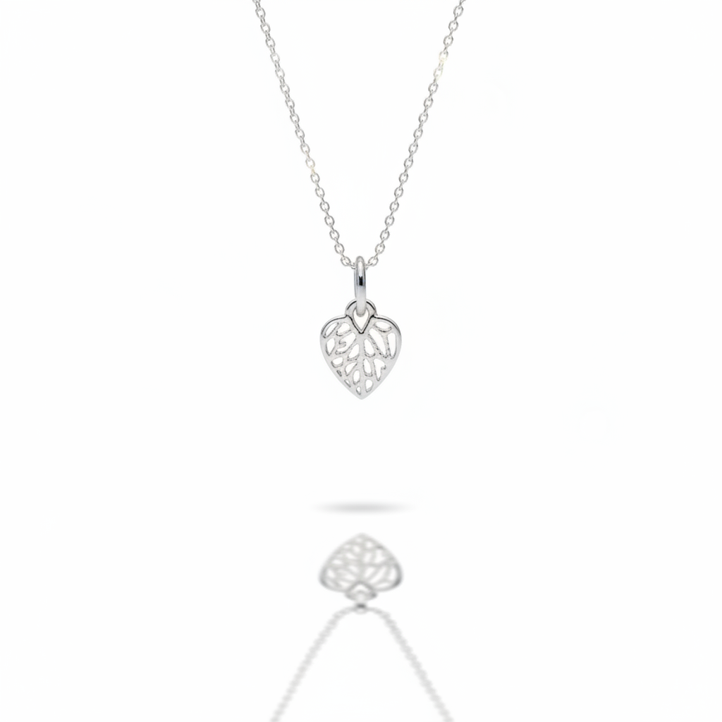 Silver Heart Leaf Pendant Necklace | Minimalist Nature Jewelry | Gift for Her | Christmas & Birthday Gift