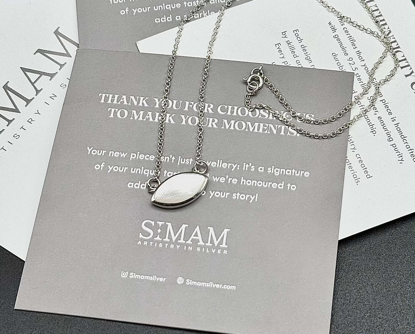 Sterling Silver Moonstone Necklace | Marquise Pendant, Dainty Jewelry