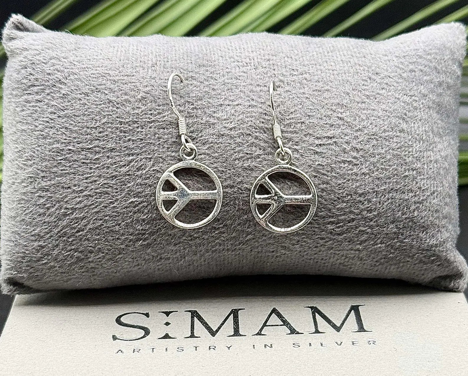 Sterling Silver Peace Sign Jewelry Set | Boho Minimalist Necklace & Earrings