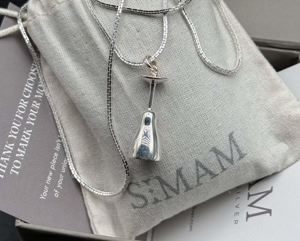 Sterling Silver Bell Pendant Necklace | Handmade Musical Charm