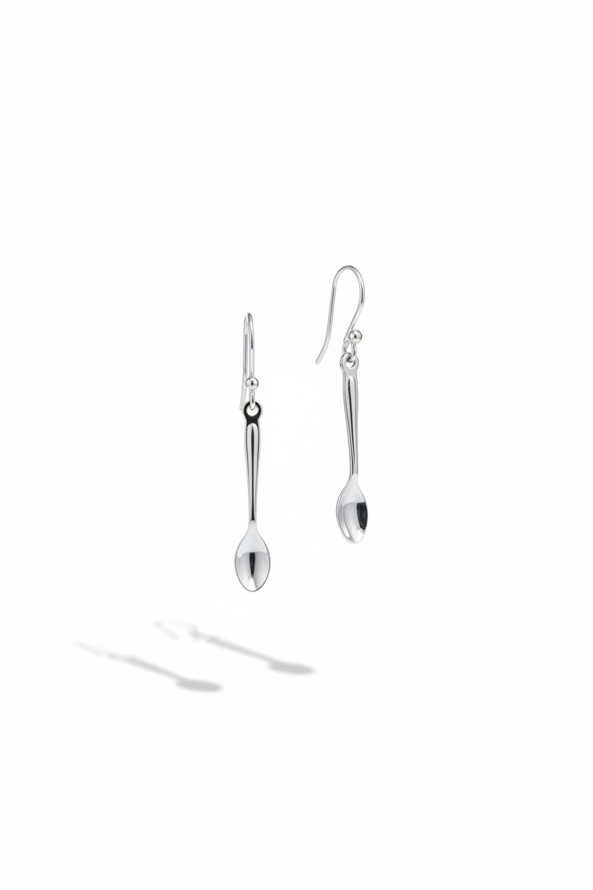 Sterling Silver Spoon Necklace & Earrings Set | Minimalist Jewelry