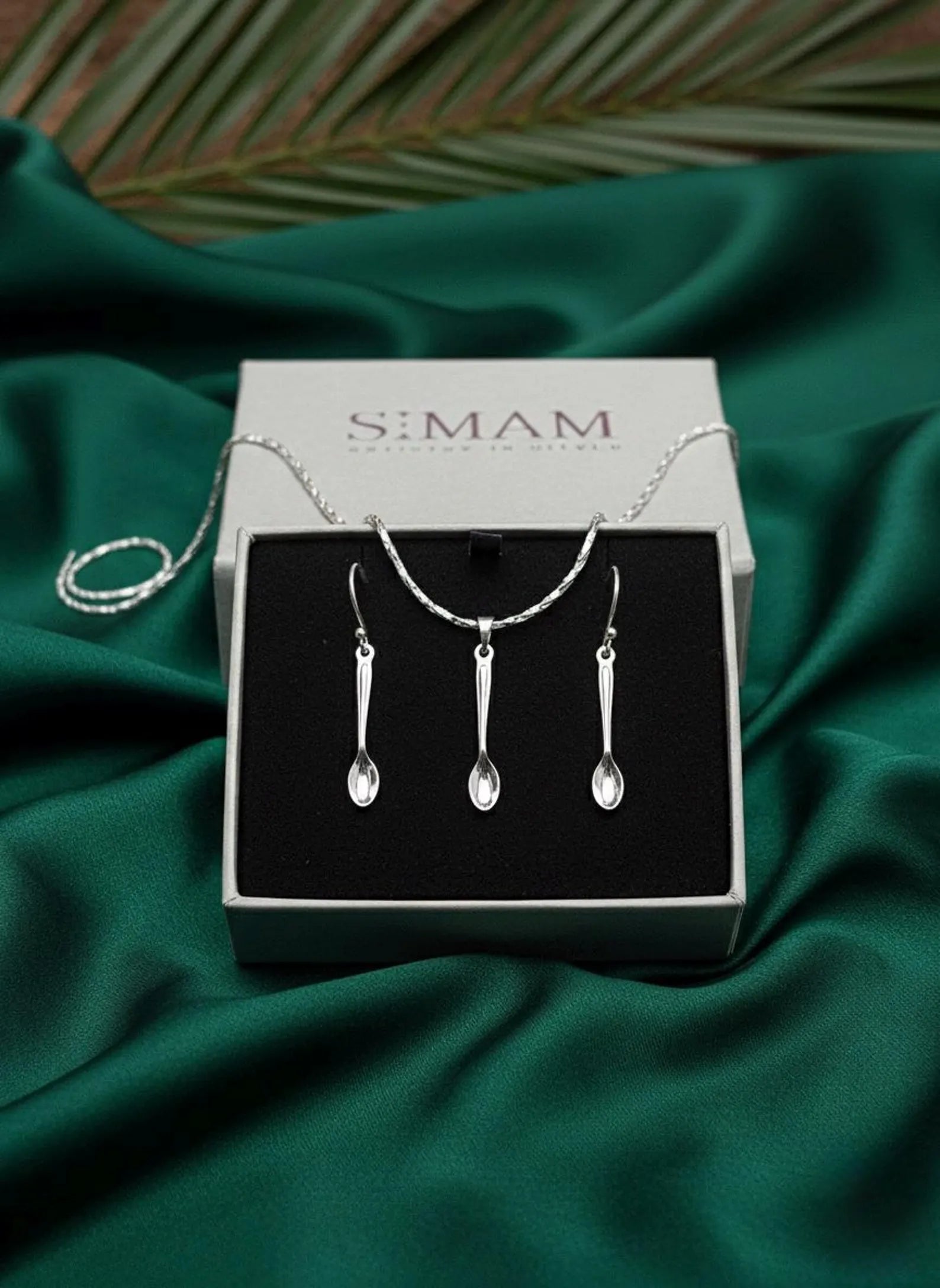 Sterling Silver Spoon Necklace & Earrings Set | Minimalist Jewelry