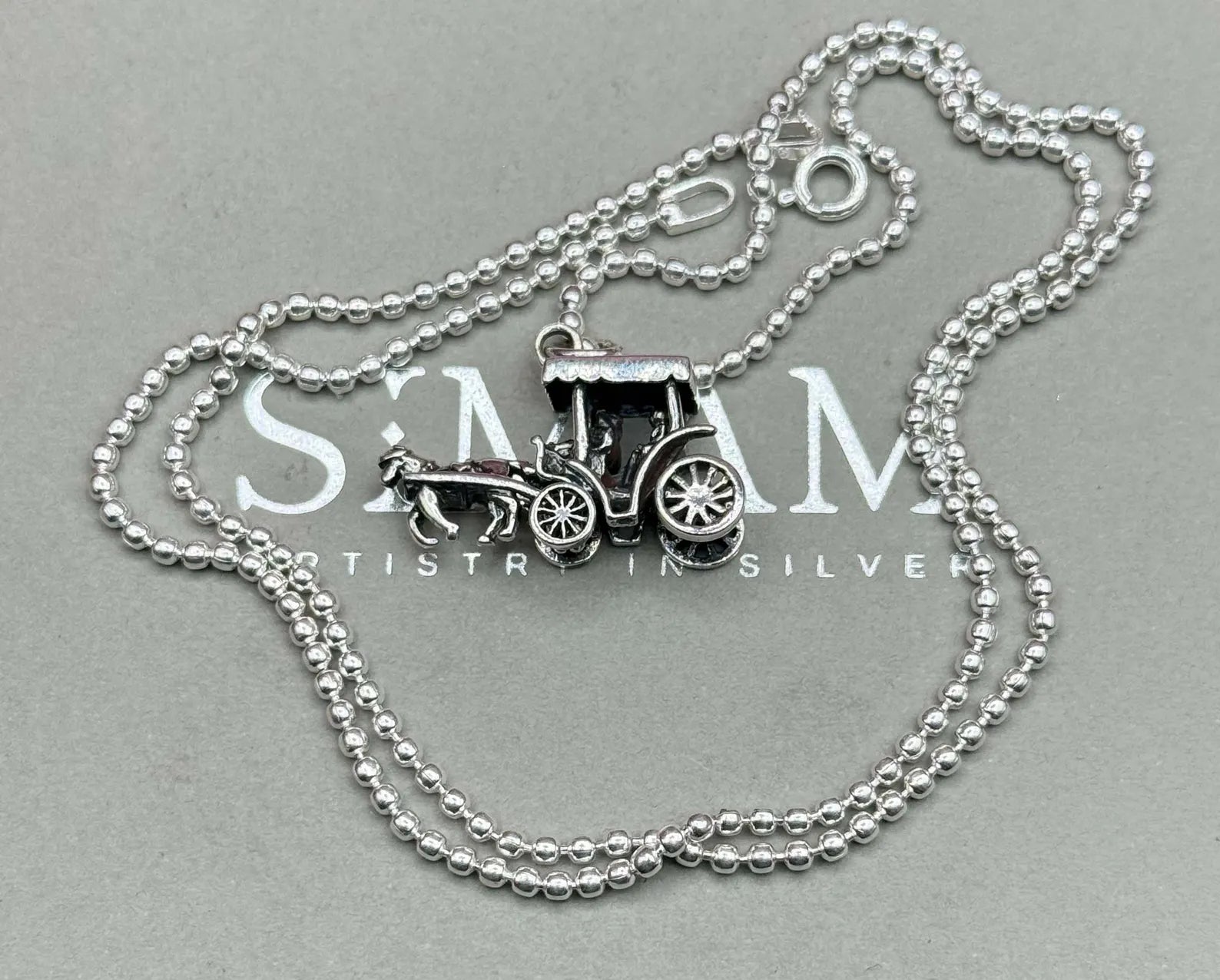 Sterling Silver Vintage Car Necklace | Classic Automobile Pendant