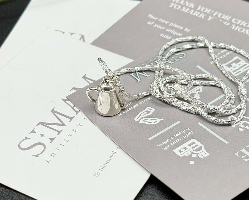 Sterling Silver Mini Teapot Necklace | Coffee Tea Lover Gift