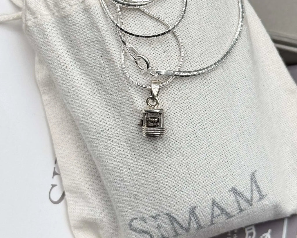 Sterling Silver Christmas Lantern Necklace | Minimalist Charm Pendant