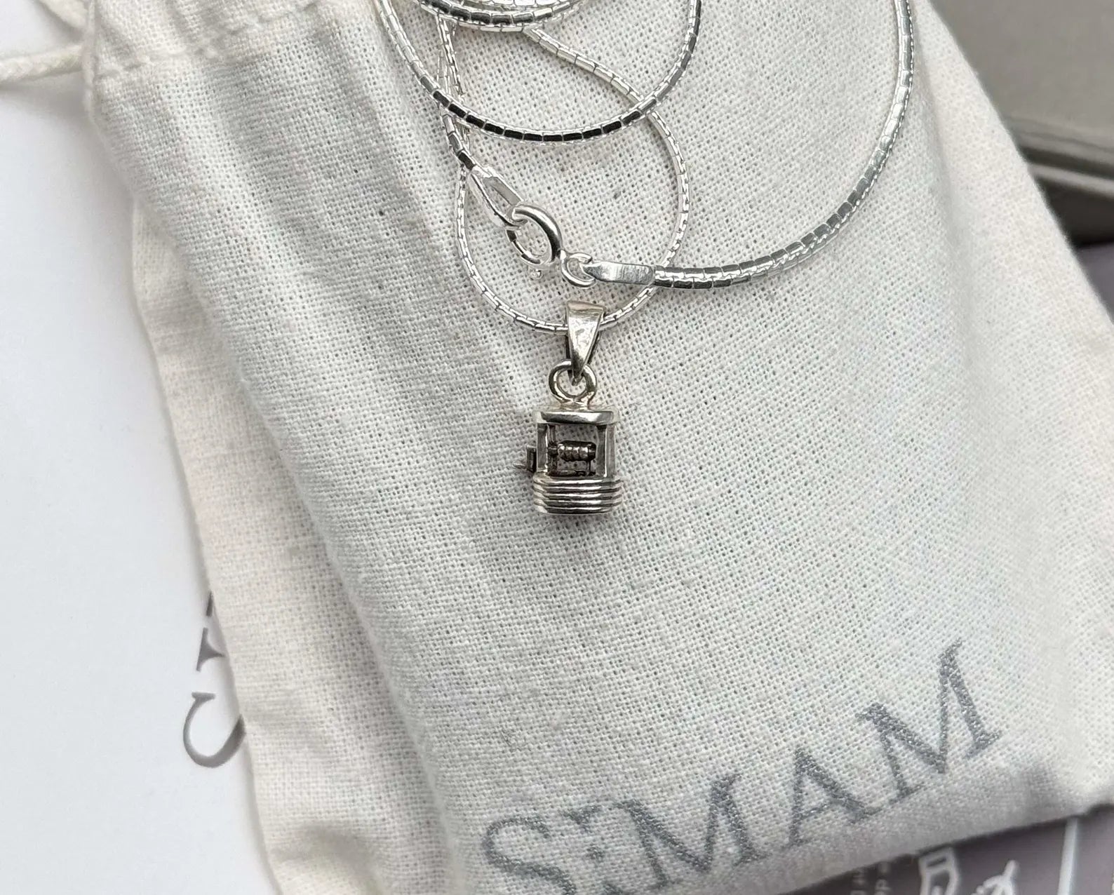 Sterling Silver Christmas Lantern Necklace | Minimalist Charm Pendant