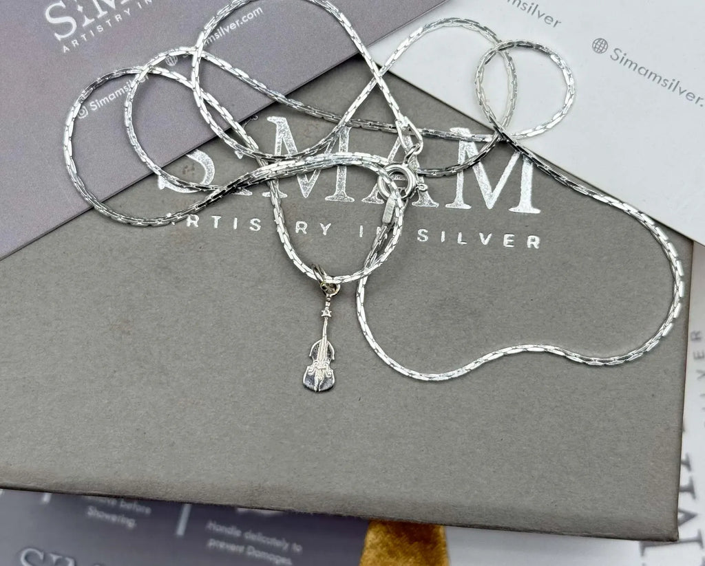 Sterling Silver Violin Pendant Necklace – Musician Gift, Handmade Jewelry