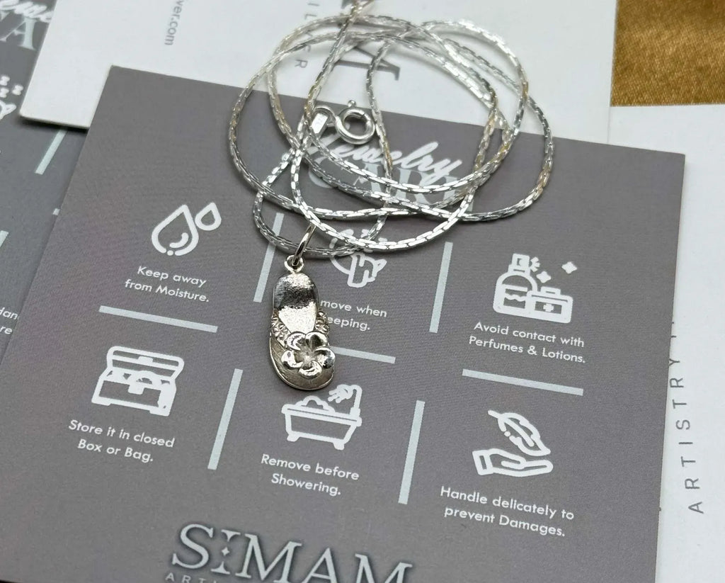 Sterling Silver Flip Flop Necklace – Floral Beach Sandal Pendant